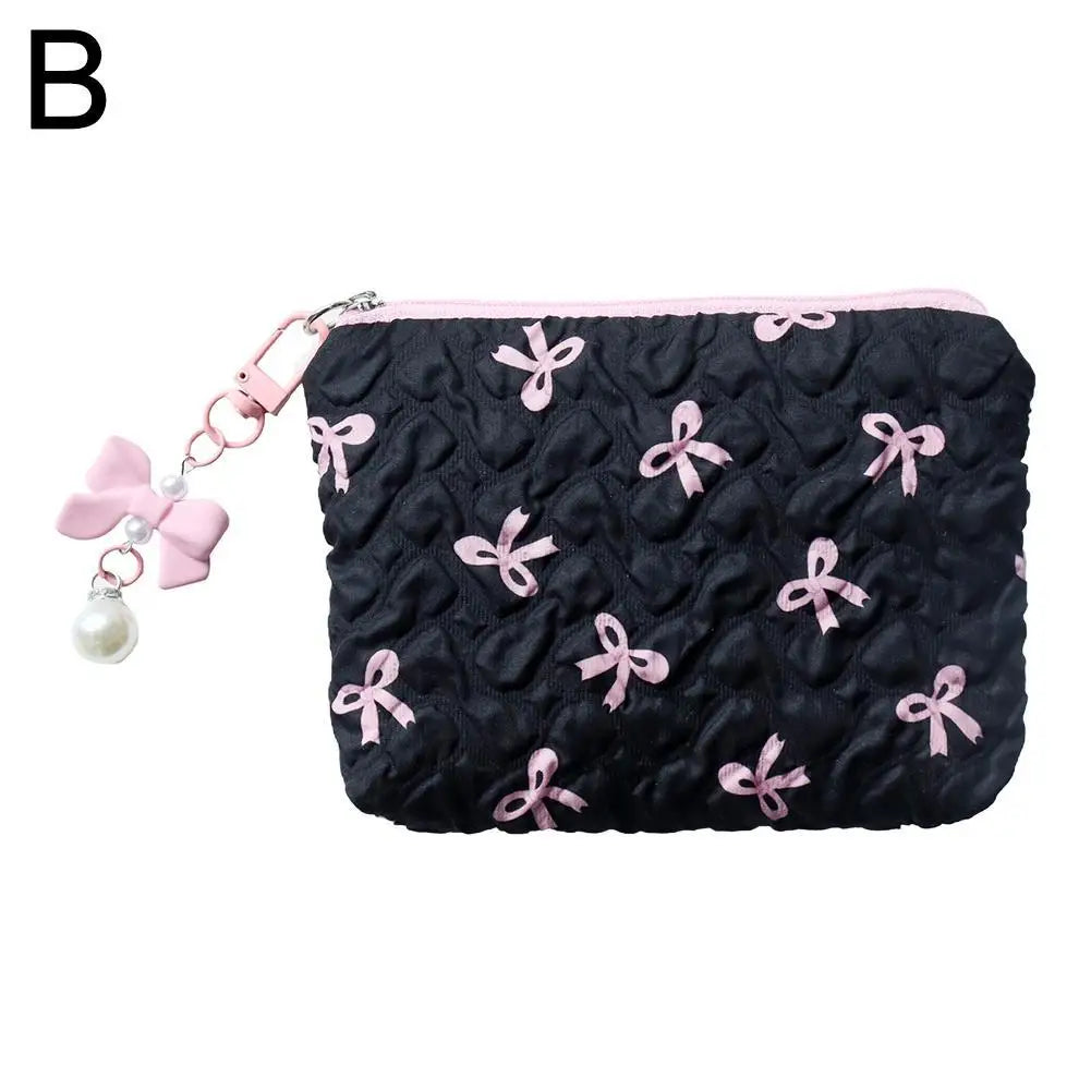 Bow Canvas Makeup Bag – Travel Toiletry & Cosmetic Clutch