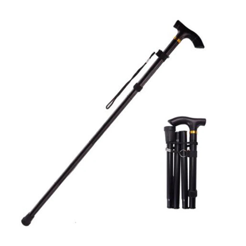 Walking Stick Telescopic Baton Hiking Trekking Poles Aluminum Alloy Metal Folding Cane Crutches Pole For Elderly People Peaceful Pleasures Health and Wellness