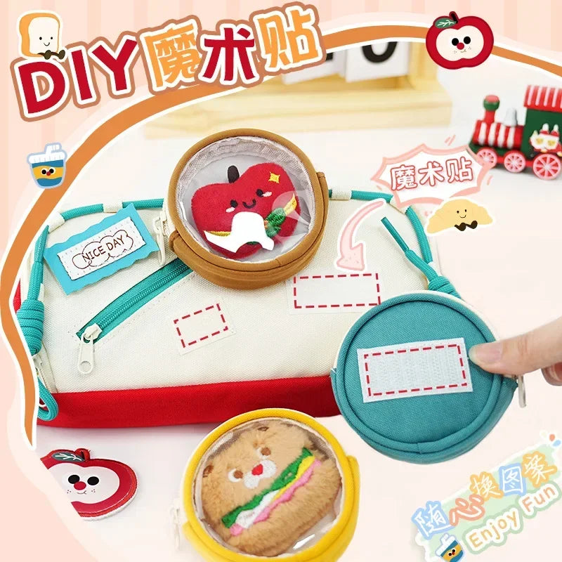 Cute Canvas Pen Bags Multi-layers Large Capacity Good-looking Pencil Cases Ins Style School Stationery Supplies Gift For Kids Peaceful Pleasures Health and Wellness