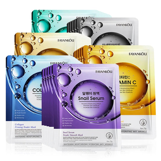 10-Pack Vitamin C Niacinamide Retinol Face Masks | Anti-Wrinkle Sheet Face Mask Peaceful Pleasures Health and Wellness