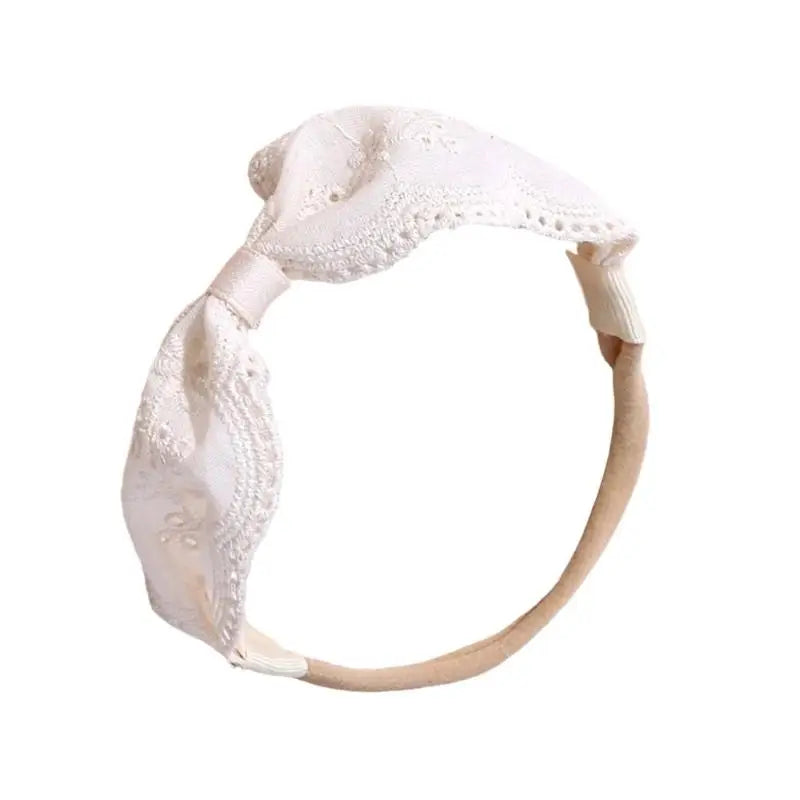 Embroidered Baby Headband – White Lace Infant Hair Ornament