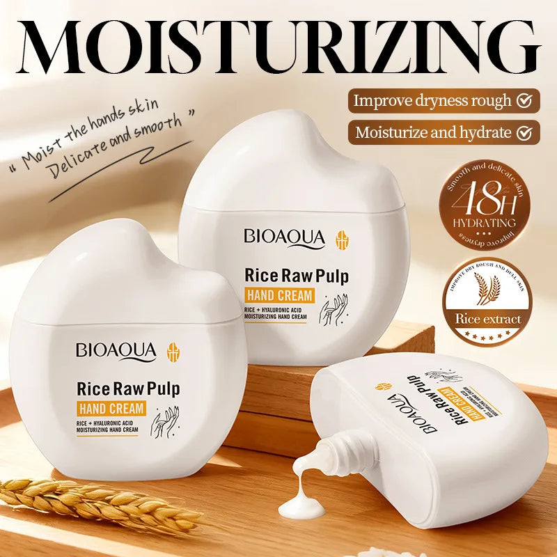 Travel Size Rice Raw Serum Hand Cream 60g - Deep Moisturizing, Skin Texture Improving, Daily Hydrating Care for Dry Rough Hands Peaceful Pleasures Health and Wellness