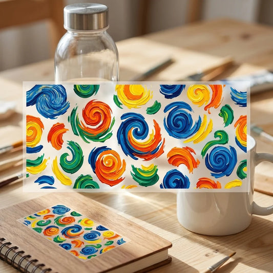 Rainbow Swirl UV Transfer Stickers | Waterproof DIY Decals UV Transfer Stickers Peaceful Pleasures Health and Wellness