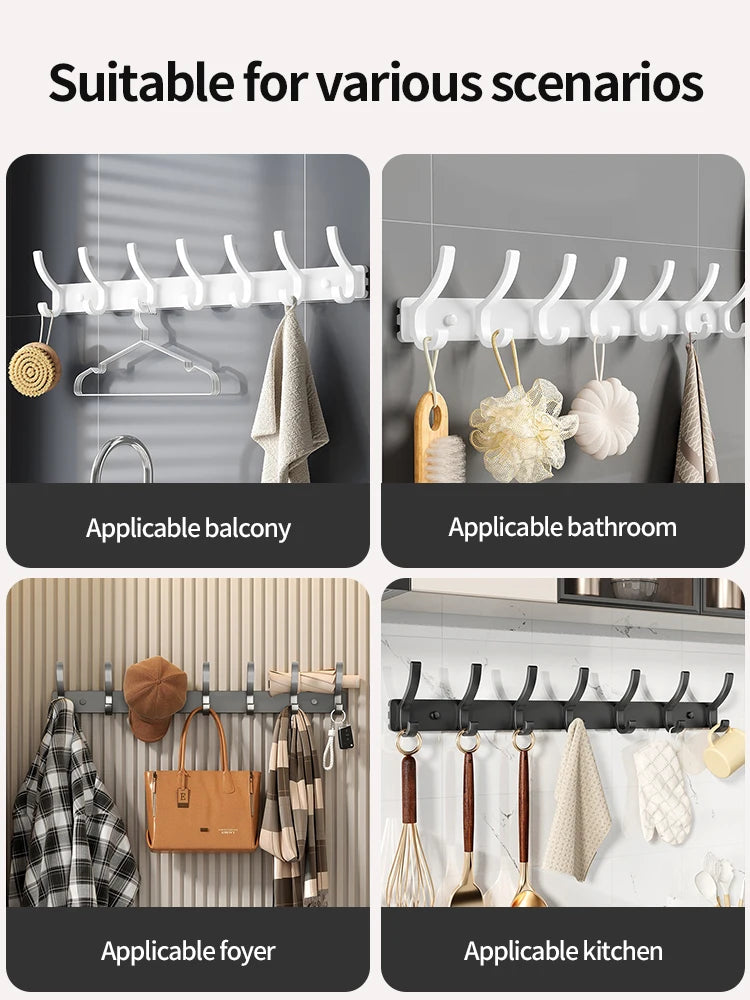 6-Hook Wall Mounted Aluminum Towel & Hat Rack | Door Hook
