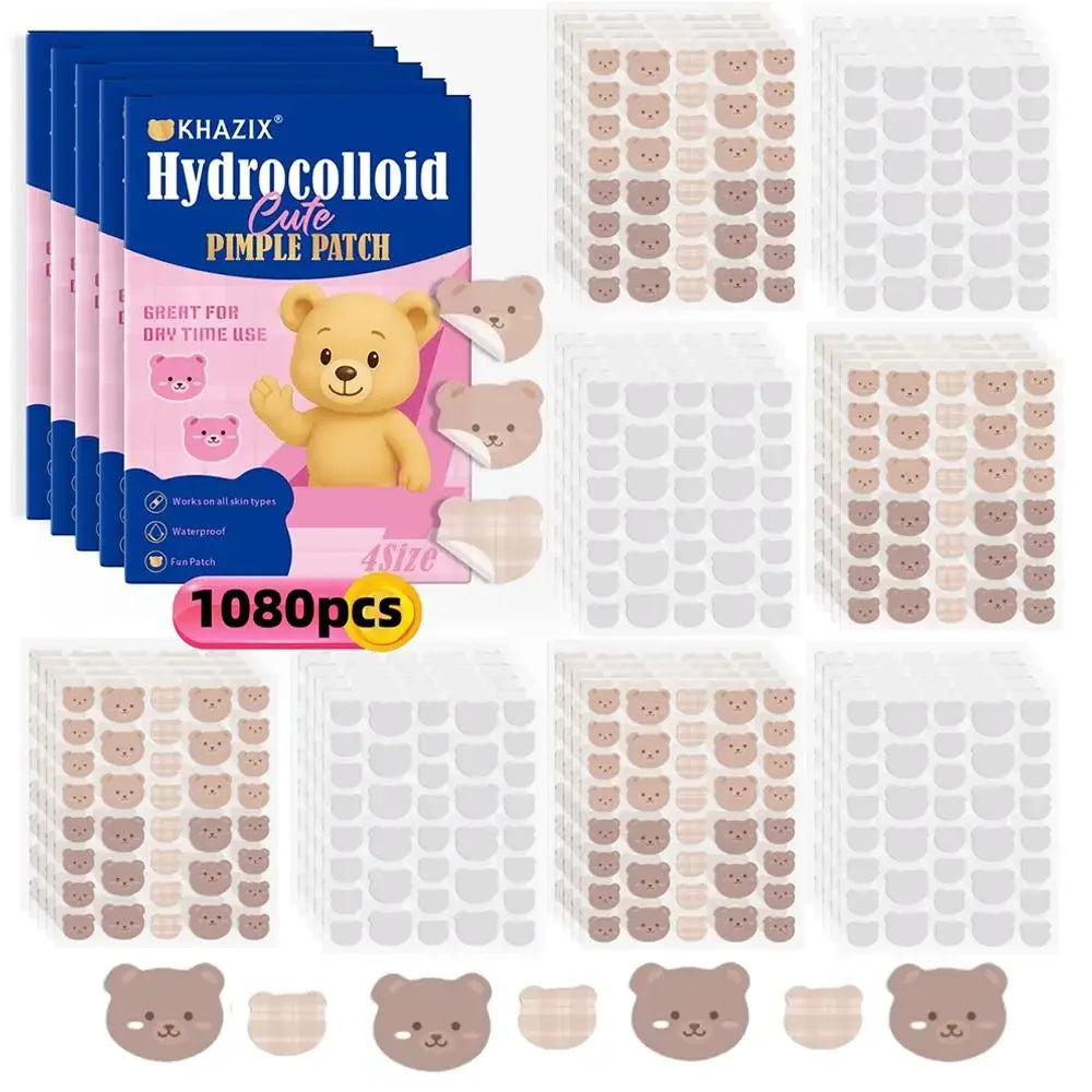 720/1020 Counts Bear Pimple Patches Cute Acne Patches with Hydrocolloid Waterproof For Zits Blemishes Breakouts Facial Skin Care Peaceful Pleasures Health and Wellness blue -1080pcs