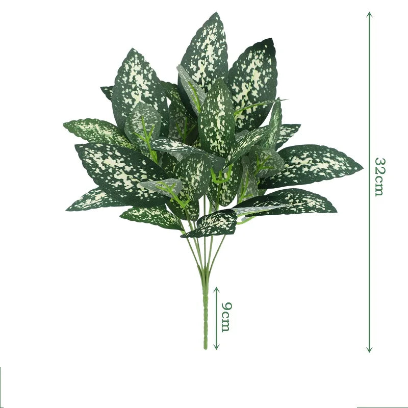 Silk Artificial Tortoiseshell Bamboo Dieffenbachia Fake Leaves