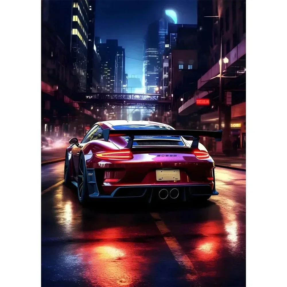 Nordic Supercar Canvas Wall Art | Racing Poster for Garage & Home Canvas Wall Art Peaceful Pleasures Health and Wellness 15 50x70cm Unframed