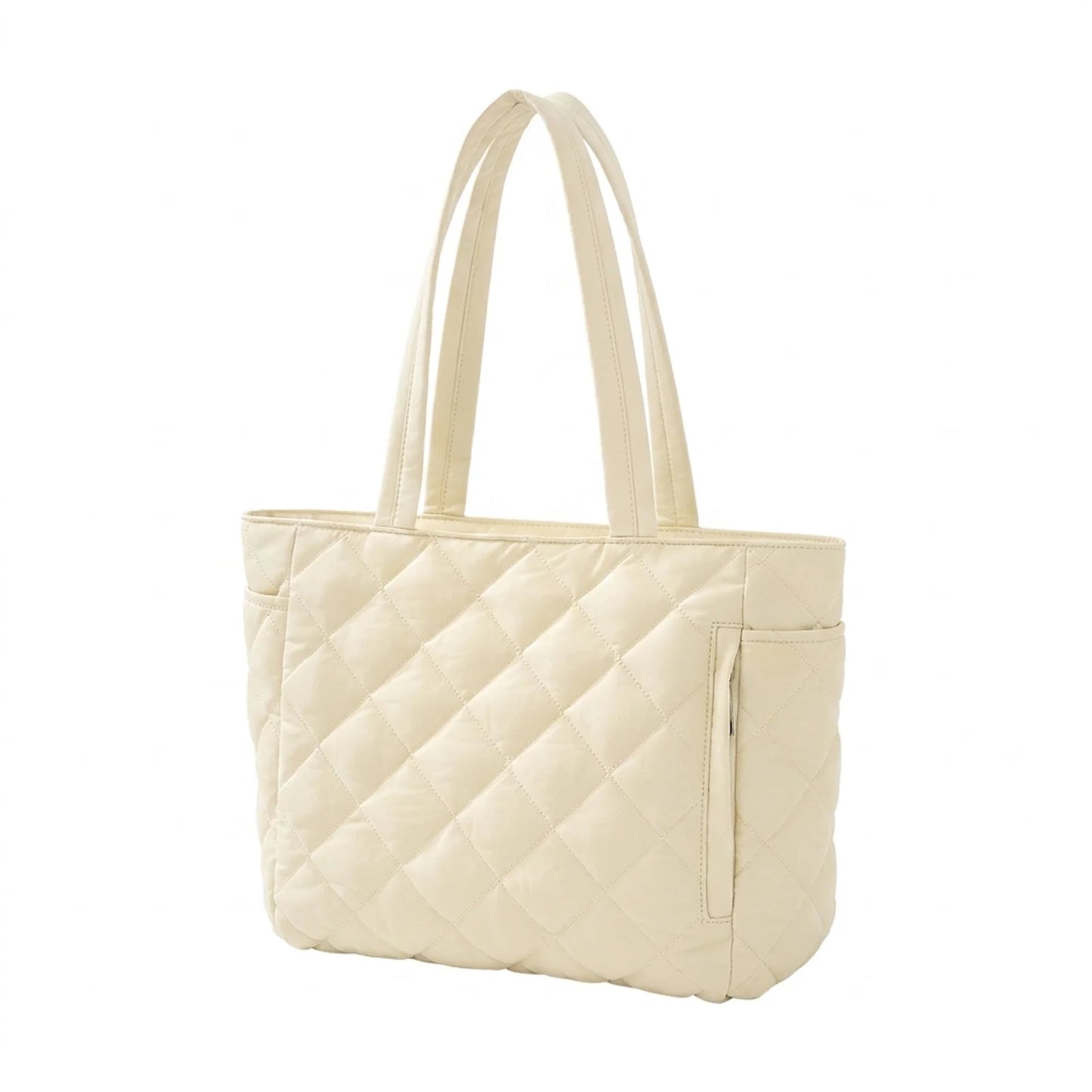 Women Tote Bag Large Capacity Quilted Design For 15.6 Inch Laptop And Daily Use Peaceful Pleasures Health and Wellness Beige
