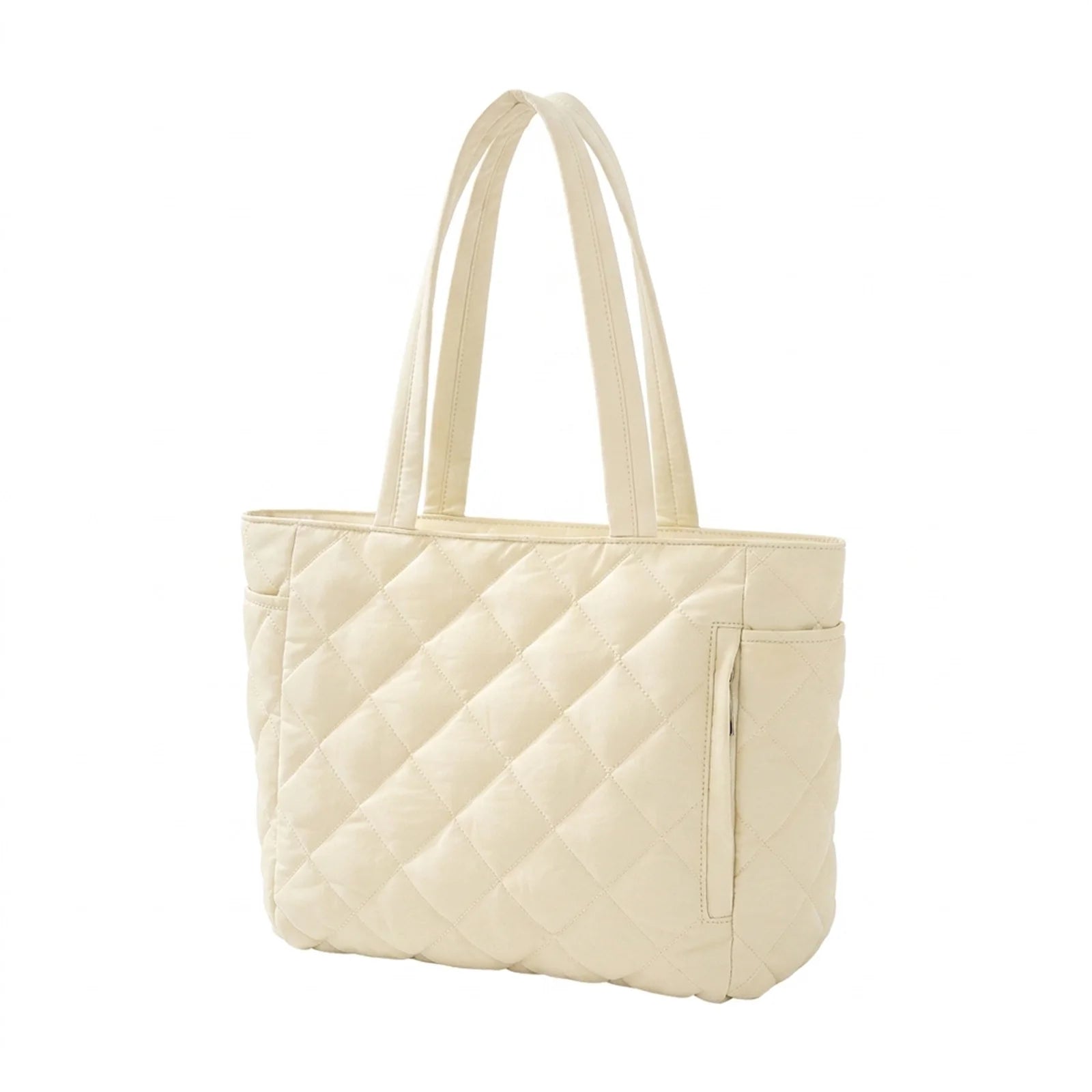 Women Tote Bag Large Capacity Quilted Design For 15.6 Inch Laptop And Daily Use Peaceful Pleasures Health and Wellness Beige