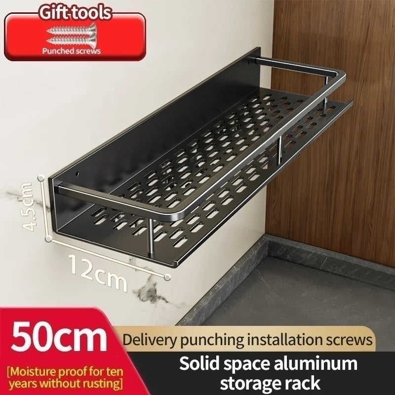 Aluminum Wall-Mounted Shelf | Spice & Bathroom Organizer Rack