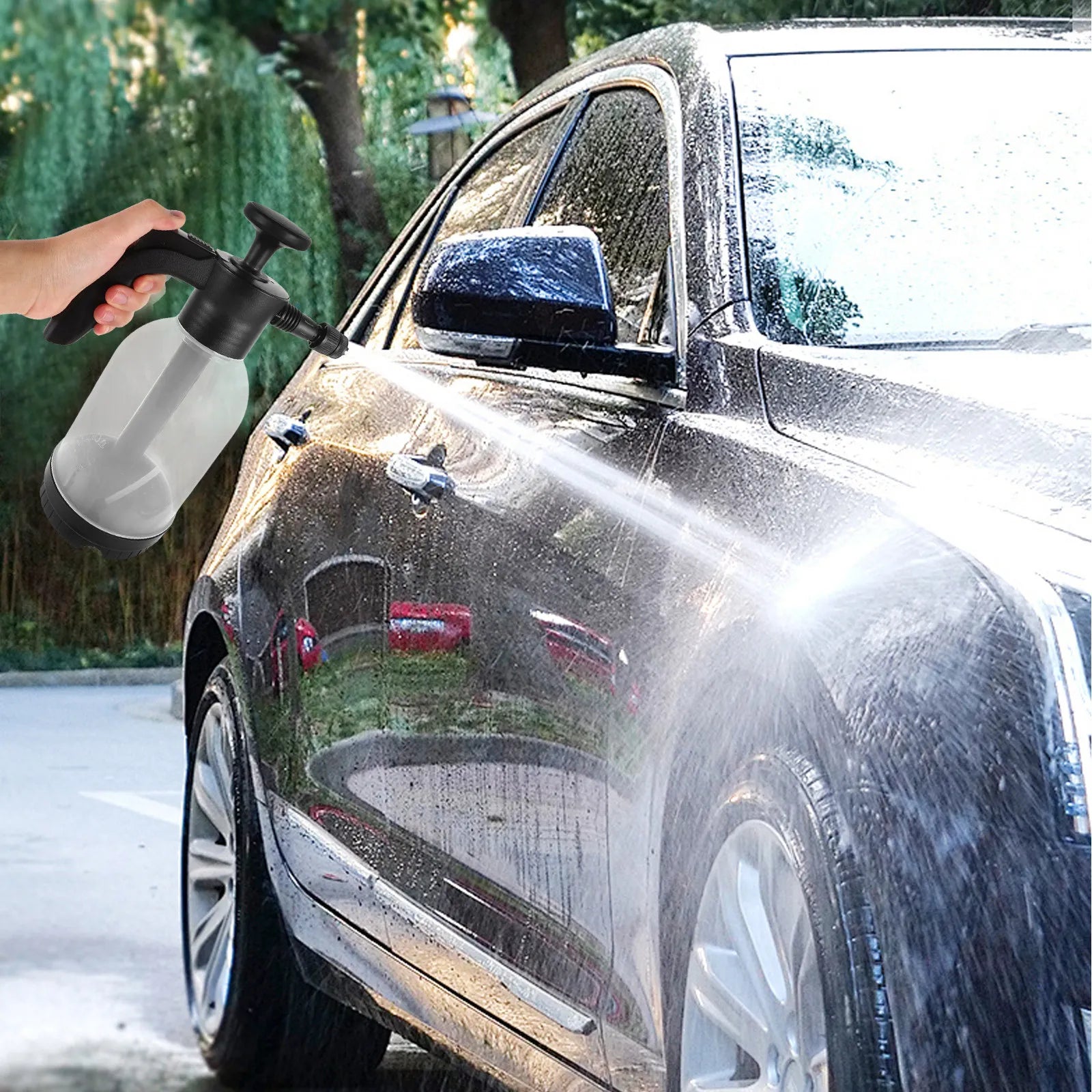 2L Foam Pump Sprayer Manual Pressure Hand Pump Foam Sprayer Car Washing Garden Use Portable Hand Washing Bottle High Pressure Peaceful Pleasures Health and Wellness