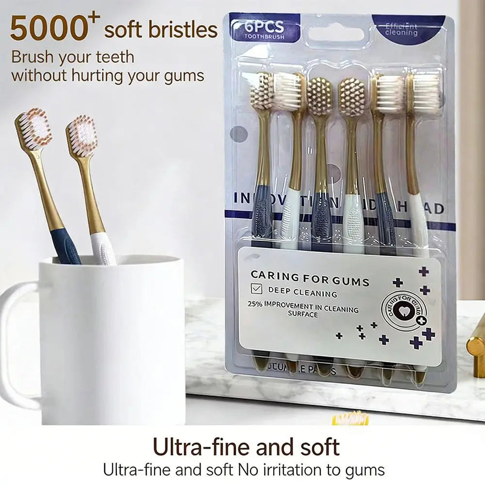 6-Pack Soft Bristle Toothbrush for Sensitive Teeth & Gums