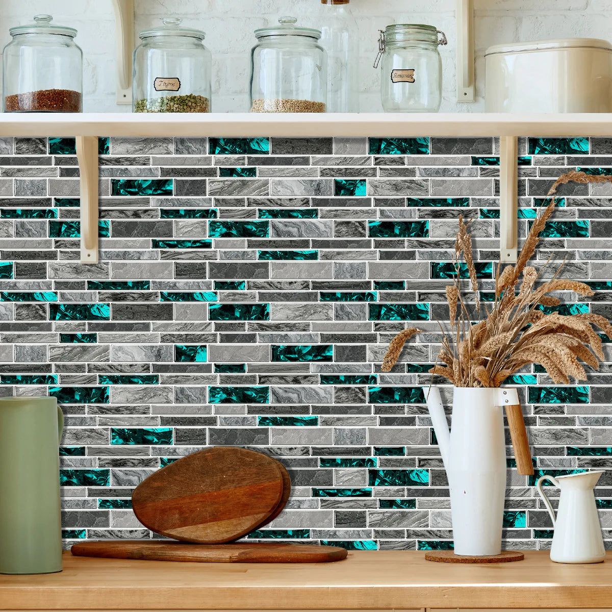 PVC crystal film marble tile wall sticker waterproof and oilproof kitchen bathroom wall sticker self-adhesive home decoration Peaceful Pleasures Health and Wellness