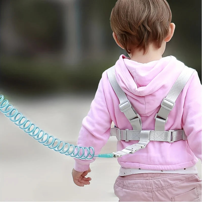 Kids Anti-Lost Leash with Pulling Rope, Anti-Lost Back Pack, Safety Strap with Spring Rope, Blue and Pink Polyester, for Peaceful Pleasures Health and Wellness