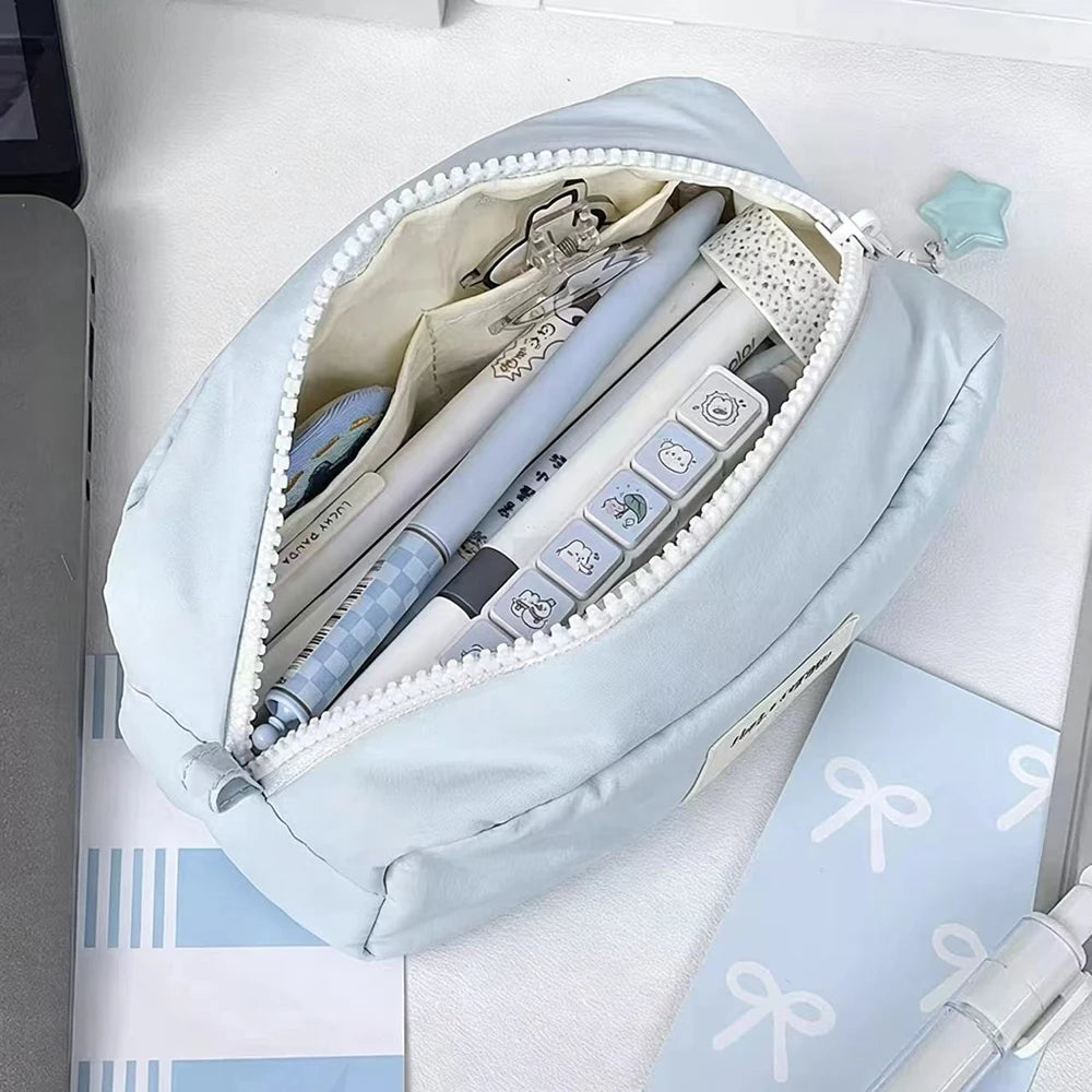 Cute Little Bear Pencil Case Aesthetic Solid Student Large Capacity