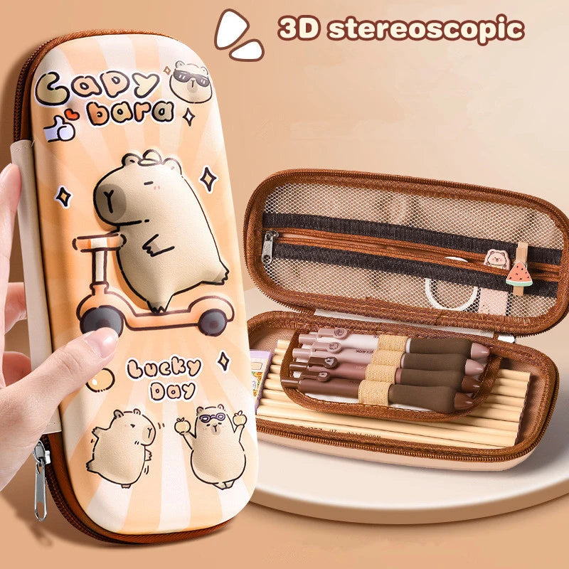 3D Capybara Pencil Case – Waterproof Large Capacity Pen Pouch