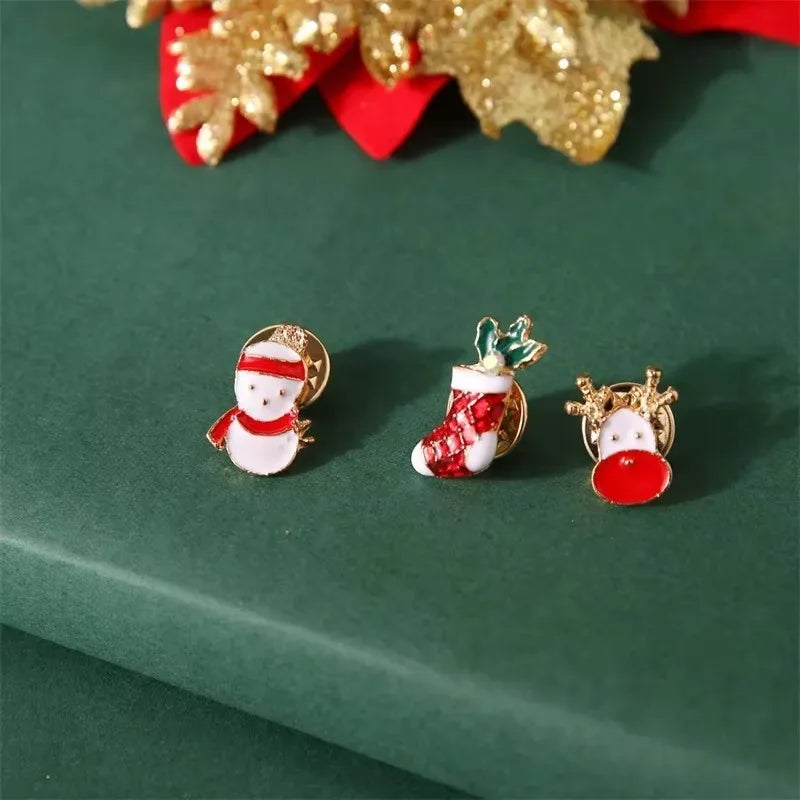 Christmas Brooch Pins – Santa, Elk & Snowflake | 1–20 PCS