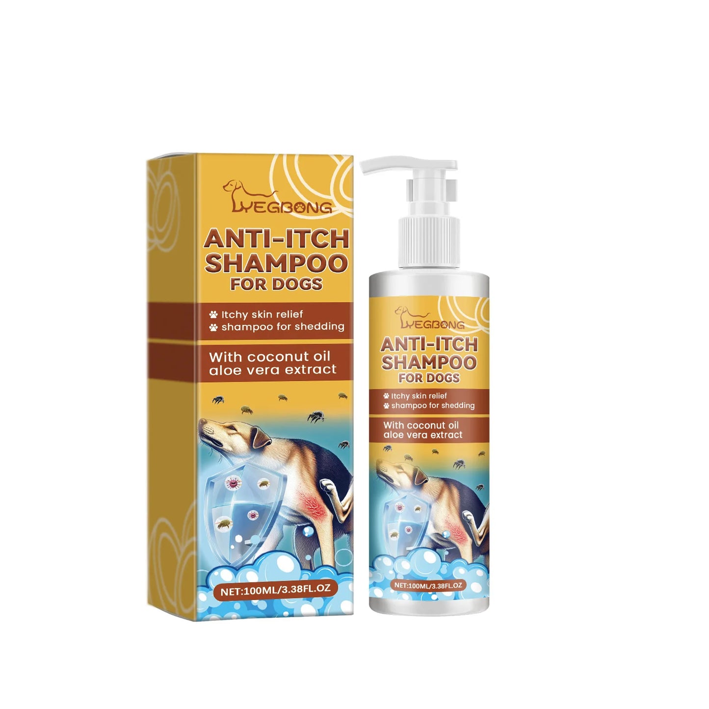 Dog Shampoo Conditioner Moisturizing for Sensitive Skin PH Balanced Anti Itching Flea Killer Dirt Mite Removal Pet Cleaning Foam Peaceful Pleasures Health and Wellness 100ml Boxed