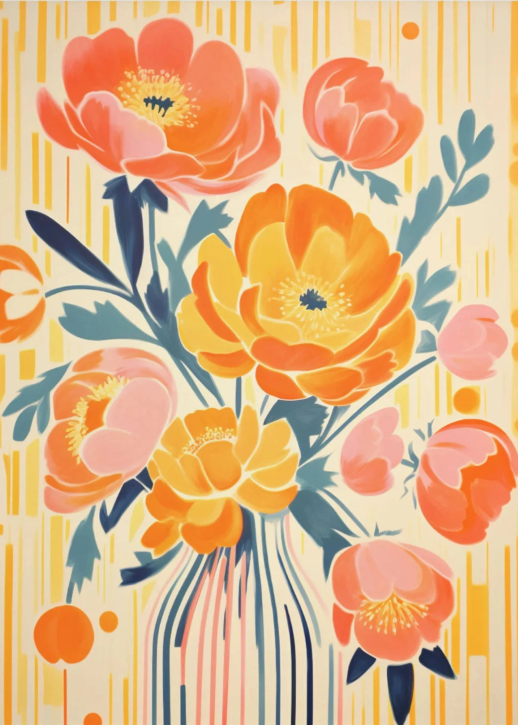 Gouache Wildflower Botanical Canvas Wall Art | Spring Floral Print