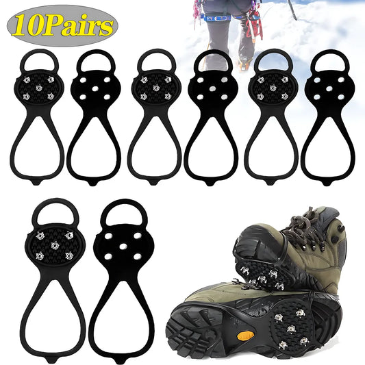 Ice Grip Shoe Covers | Non-Slip Snow Spikes – 10 Pairs Ice Grip Overshoes Oasis Select