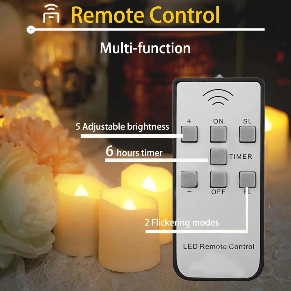 Rechargeable Tea Light Candles with Remote Realistic Flameless Flickering Tealight Electronic Candles for Halloween Christmas Peaceful Pleasures Health and Wellness