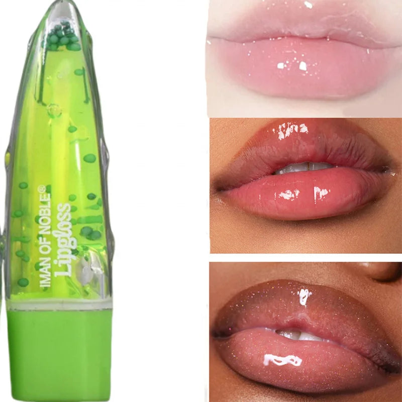 4PCS Aloe Vera Transparent Moisturizing Lip Oil Lip Gloss Color Change Long Lasting Gloss Gifts for Women IMAN OF NOBLE Peaceful Pleasures Health and Wellness