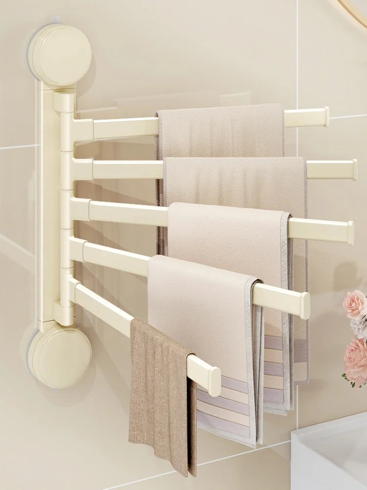 Drill-Free Suction Cup Rotating Double Towel Bar Rack