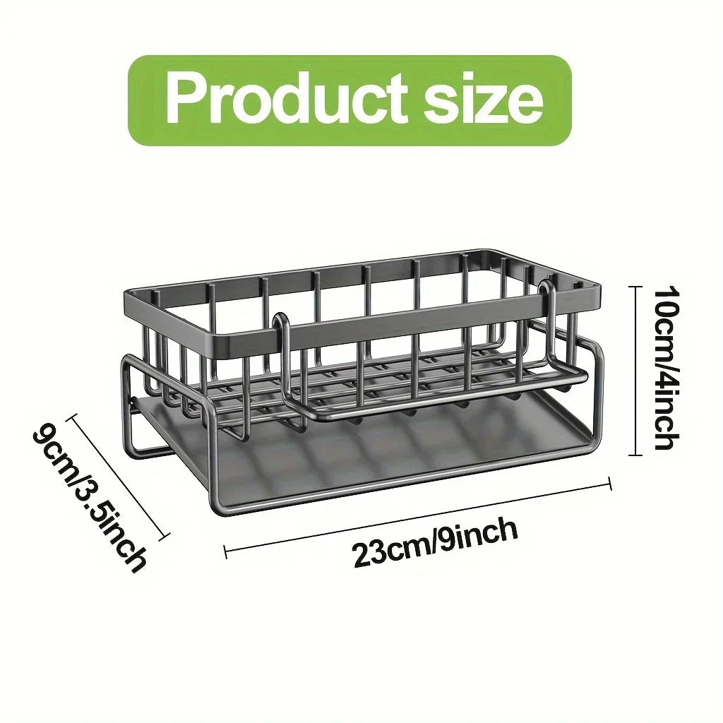 Sink Caddy Sponge Holder | Auto Draining Kitchen Organizer