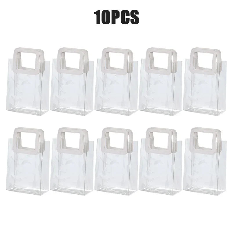 Clear PVC Gift Bag Leather Handle 18×10×20cm | Party & Wedding