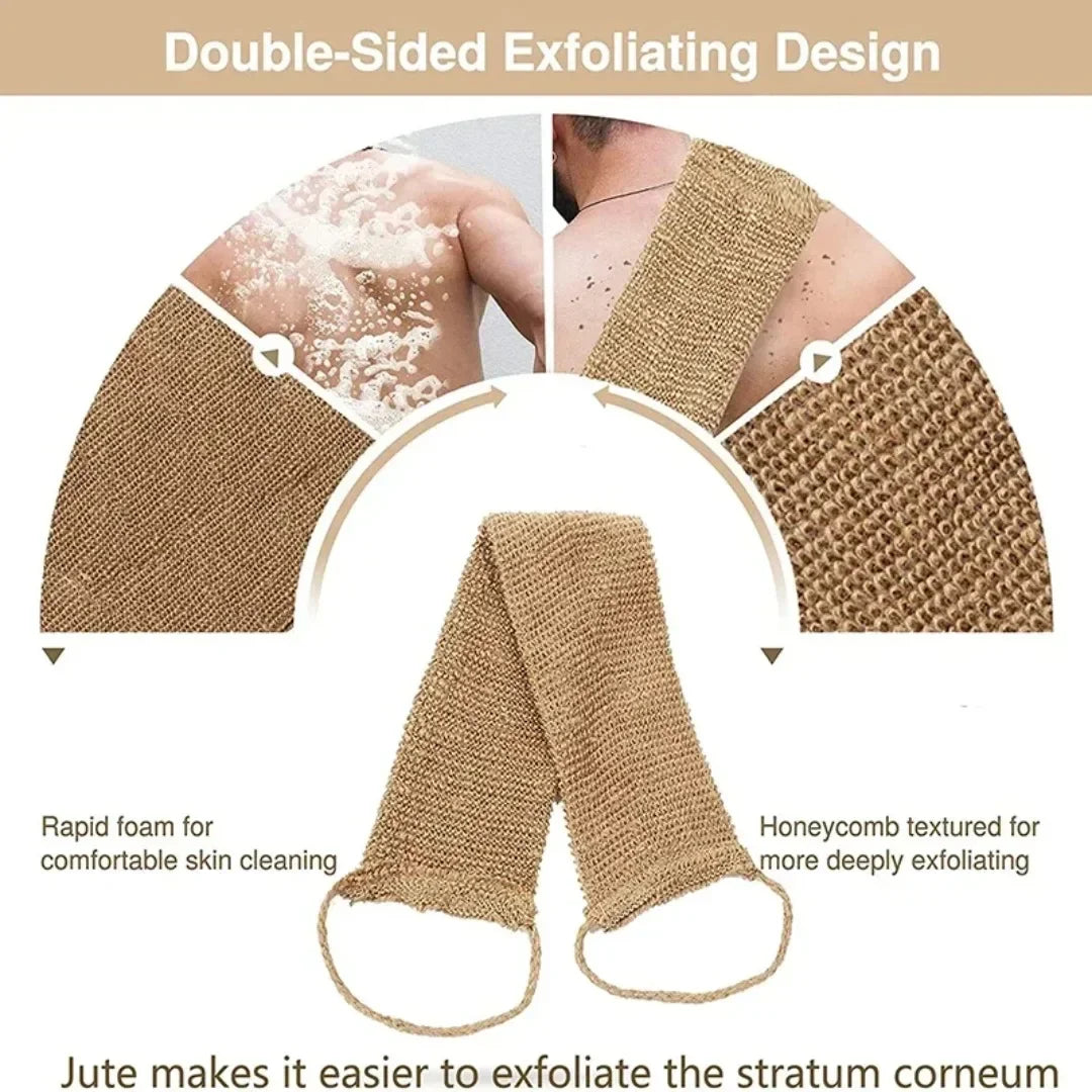 Hemp Jute Exfoliating Back Scrubber & Gloves Bath Set Exfoliating Bath Set Peaceful Pleasures Health and Wellness