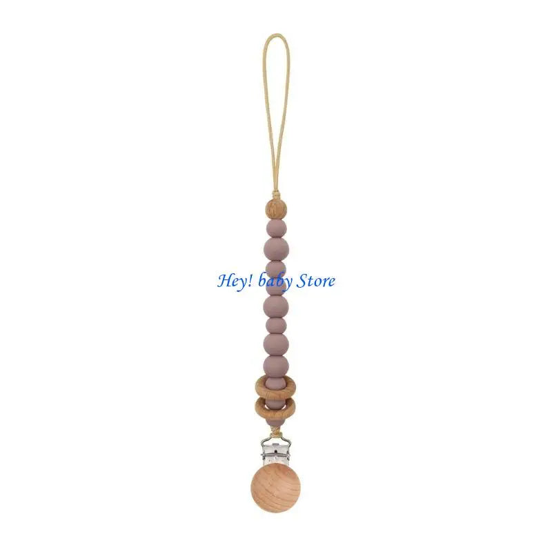 Handmade Wooden Silicone Baby Pacifier Soother Chain | 0–12M