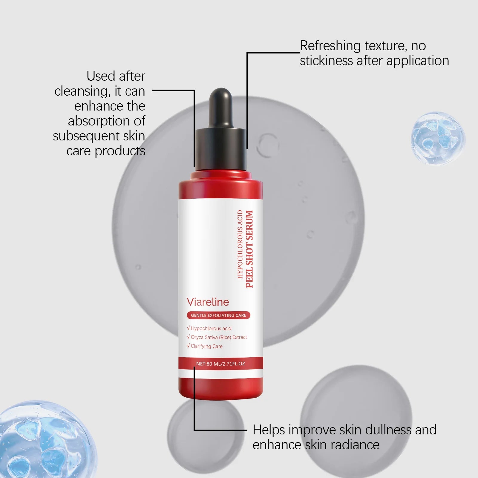 Rice Exfoliating Serum Moisturizing Brightening Cleansing Pores Dead Skin Remover Oil Control Smoothing Facial Peeling Essence Peaceful Pleasures Health and Wellness