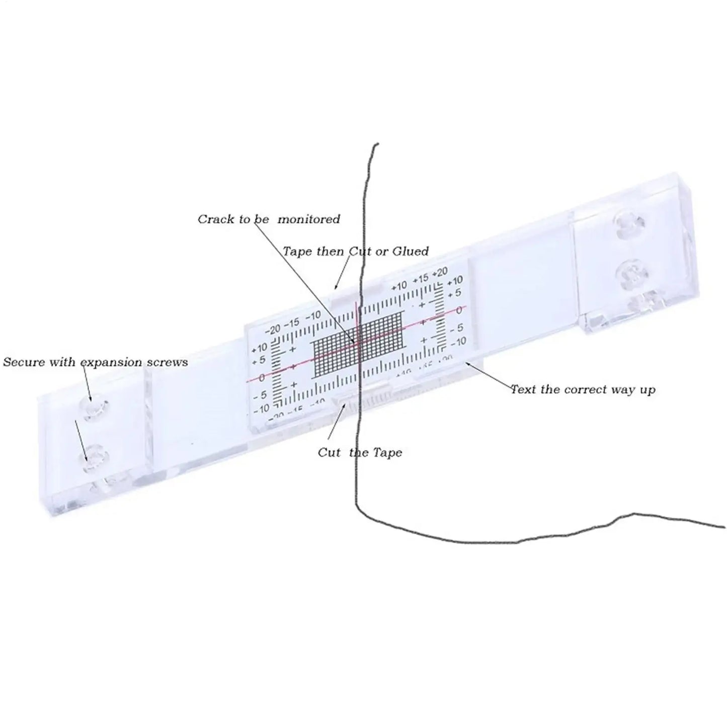 Acrylic Crack Monitor Gauge Ruler | 0–80mm Wall Crack Tracker
