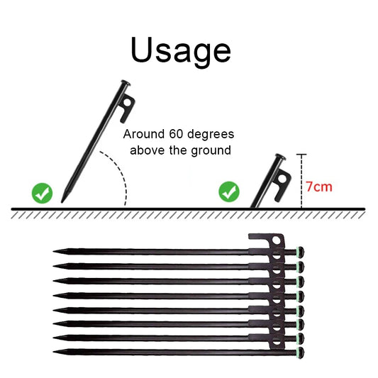 Forged Steel Tent Stakes 4/8Pcs – 30cm Heavy Duty Pegs & Bag Tent Stakes & Pegs Peaceful Pleasures Health and Wellness