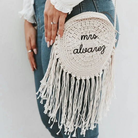 Personalized Mrs Fringe Purse | Bridal Shower & Wedding Gift Bridal Fringe Purse Peaceful Pleasures Health and Wellness