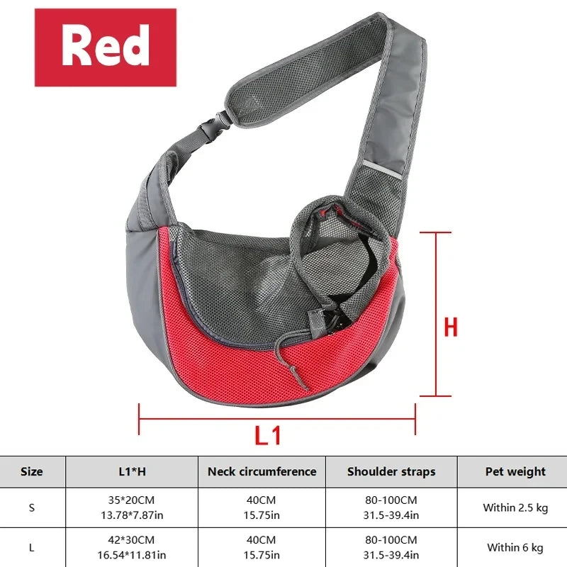 Breathable Mesh Dog & Cat Sling Carrier – Travel Crossbody Bag
