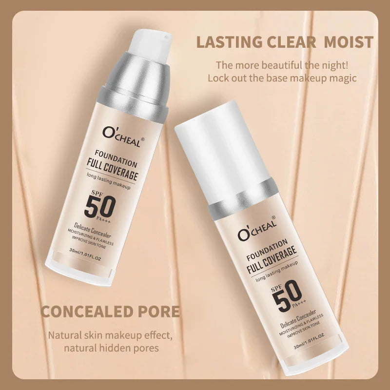 O'CHEAL SPF 50PA+++ Liquid Foundation – Hydrating Full Coverage