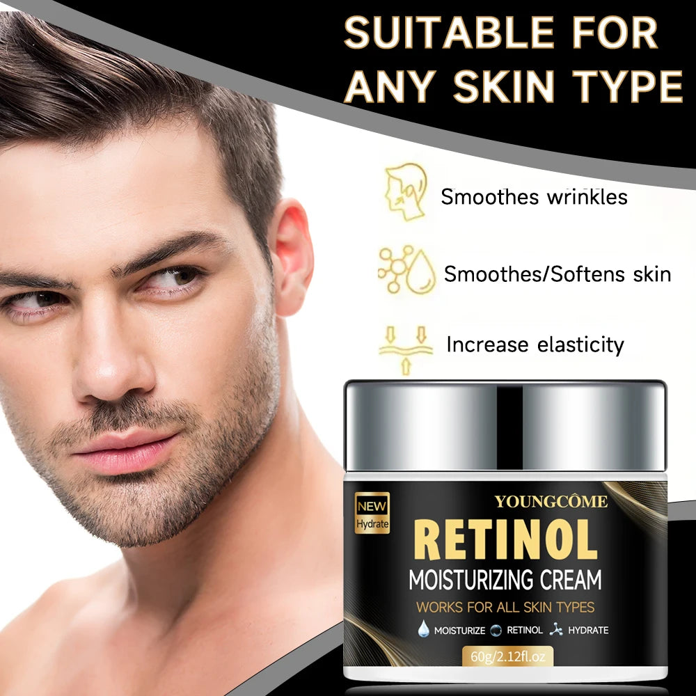 Retinol Collagen Men's Face Cream Skincare Moisturizing Brightening Hydrating Smooth Wrinkles Firming Facial Face Men Skin Care Peaceful Pleasures Health and Wellness