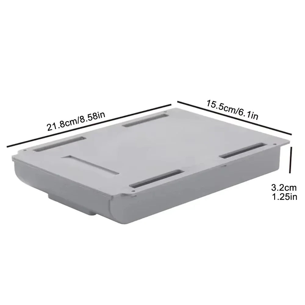 1/2pcs Hidden plastic drawer storage box, desktop no punching makeup brush organizing box, office stationery pasting storage box Peaceful Pleasures Health and Wellness Grey