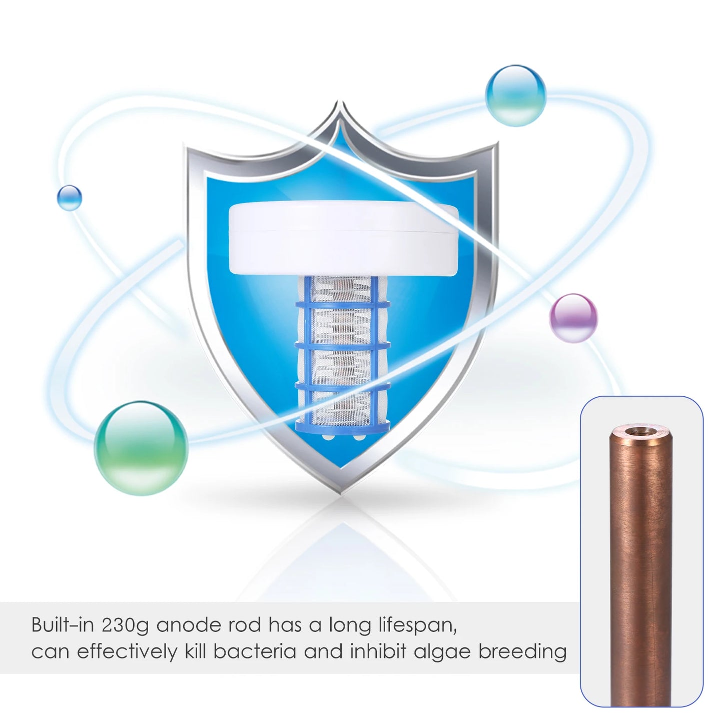 Pool Cleaning Equipment Solar Power Swimming Pool Purifier Pool-Ionizer Water Algae Inhibition Chlorine-Free Water Processor Peaceful Pleasures Health and Wellness
