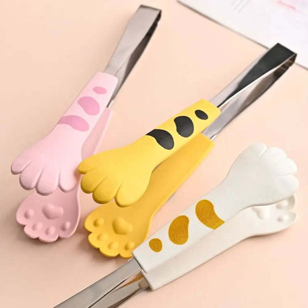 Cartoon Cat Paw Shape Food Tongs Sandwich Baking Clip Kitchen Gadgets Meal Tongs Stainless Steel Barbecue Tongs Peaceful Pleasures Health and Wellness