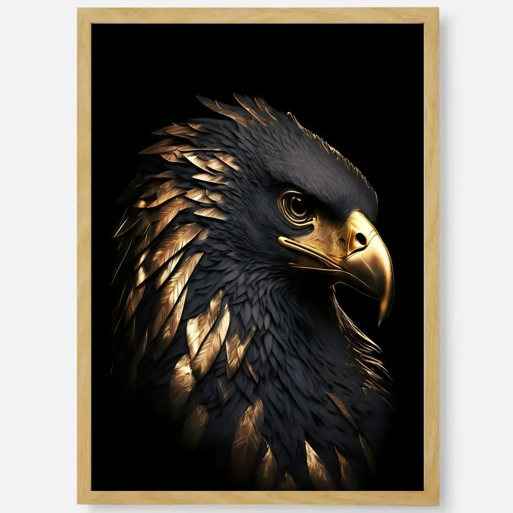 Black Gold Eagle Lion Wall Poster – HD Waterproof PVC Art Decor Wall Art Poster Peaceful Pleasures Health and Wellness z1 21X30cmNoframe