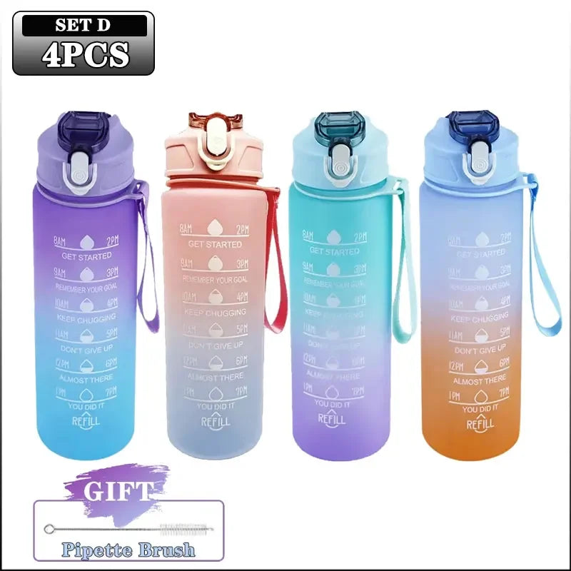 900ml BPA-Free Motivational Sports Water Bottle with Straw