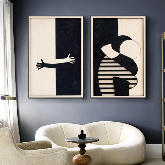 Abstrract 3D Texture Wall Art Romantic Couple Hug Poster Print For Liiving Room Home Decor Modern Minimalism Canvas Painting Peaceful Pleasures Health and Wellness