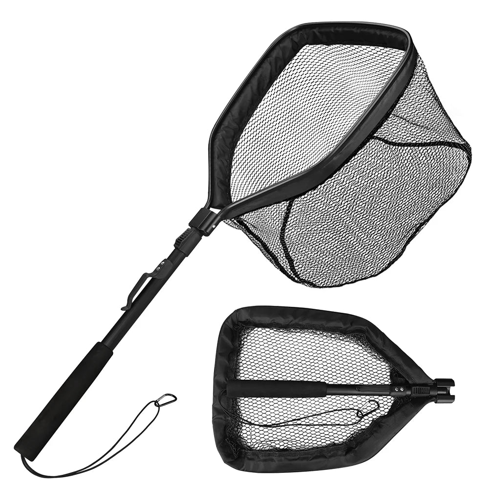Fishing Net Fish Floating Landing Nets with Foldable Telescopic Pole Handle&Nylon Mesh for Saltwater Freshwater Catch&Release Peaceful Pleasures Health and Wellness 80cm Fishing Net