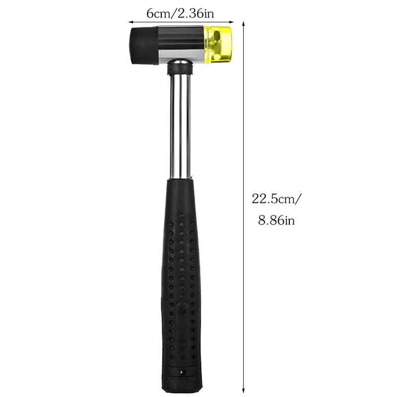 1PC 25mm Double Face Soft Tap Rubber Hammer Multifunctional Hand Tool with Hard Plastic & Non-Slip Grip for Precision Work Peaceful Pleasures Health and Wellness