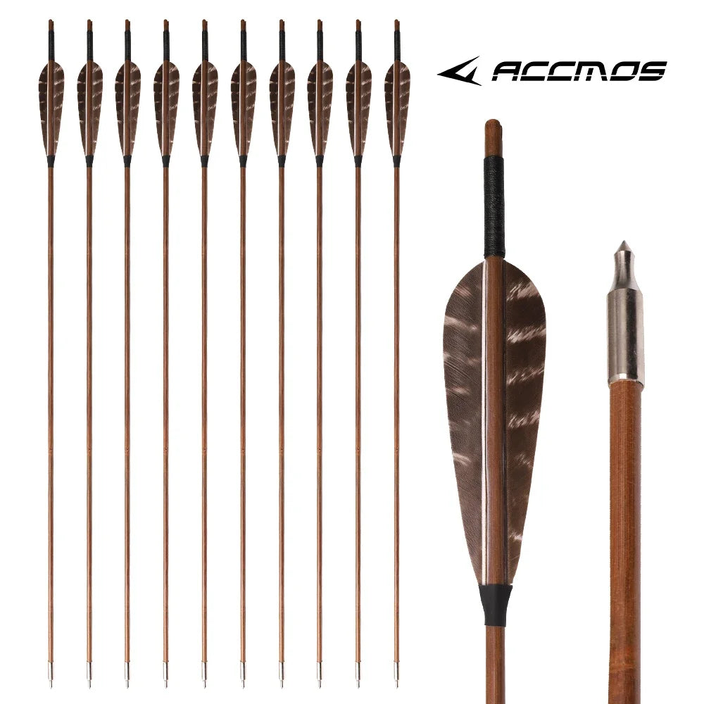 6 12 18 Traditional Bamboo Arrow 5 Turkey Feather 33 OD7 Longbow