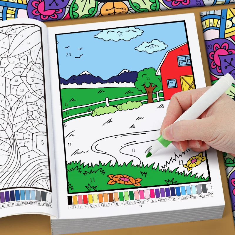 Number Adults Coloring Book 32 Pages Floral Mandala Design Stress