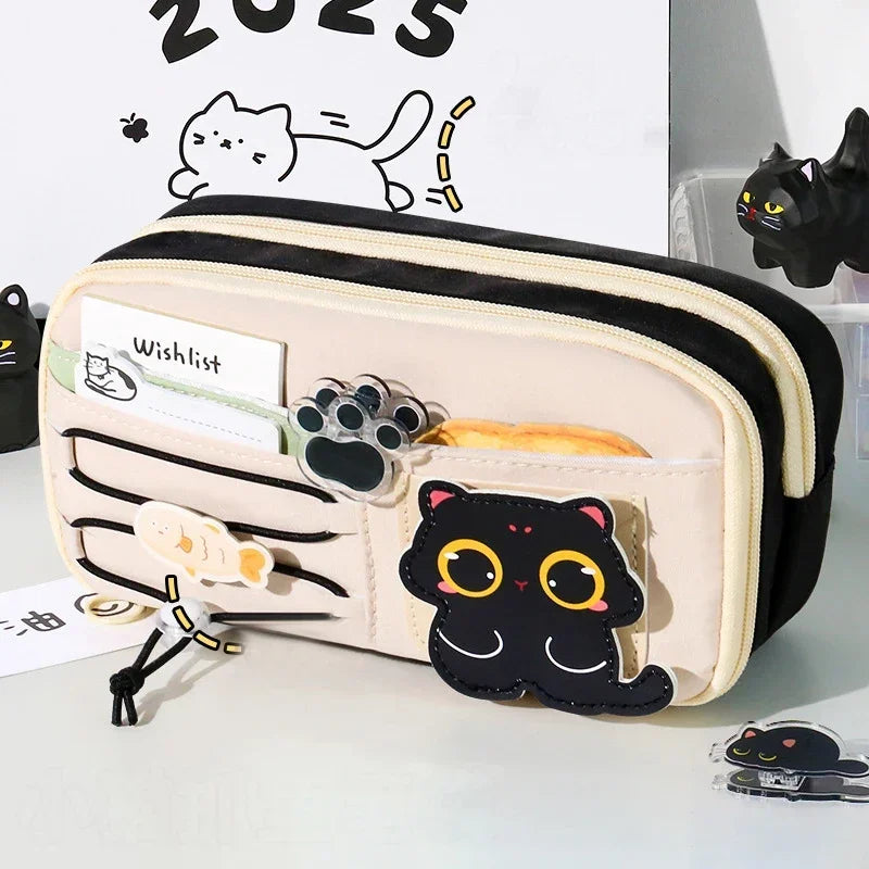 Large Capacity Cute Cat Pencil Bags Oxford Cloth Multi-layer Pencil Cases Kids School Office Supplies Stationery Storage Bag Peaceful Pleasures Health and Wellness