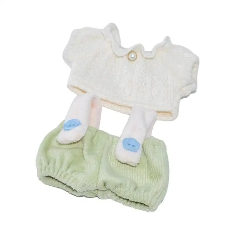 10cm Cotton Doll Outfit – Top & Overalls Fashion Clothes Set